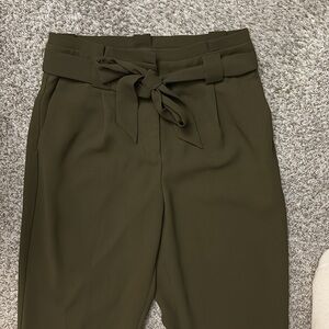 Express Olive Green High Waisted Paperbag Ankle Pant